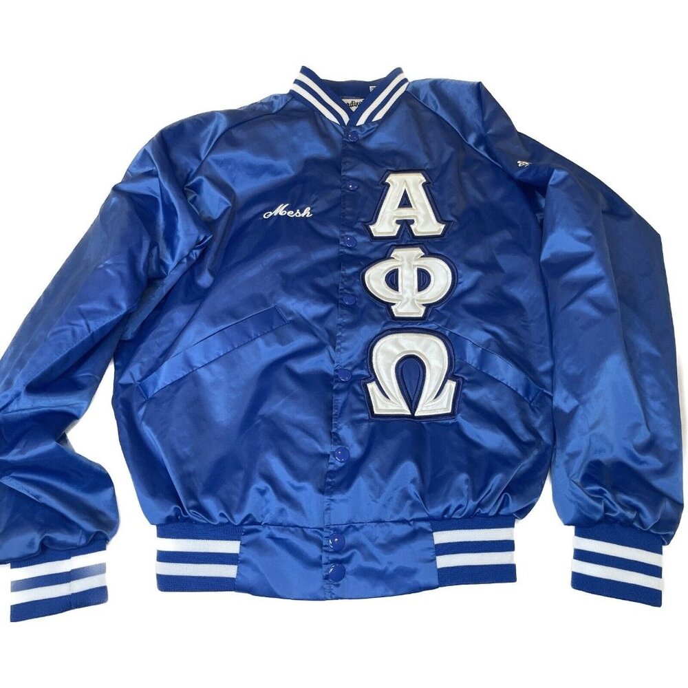 Vintage Cardinal Alpha snap-up varsity style jacket Blue SMALL